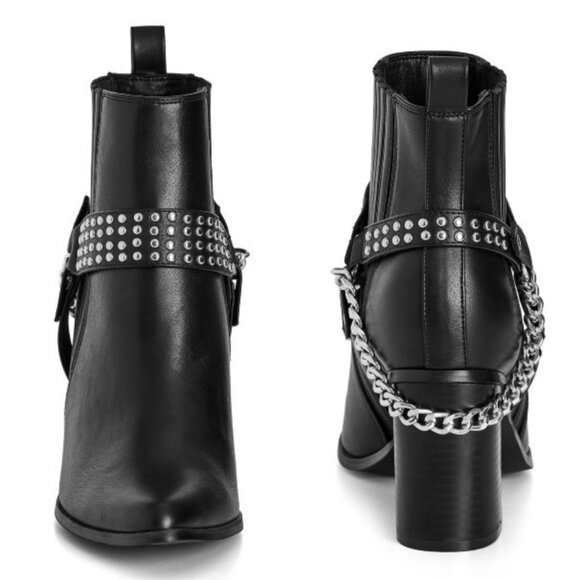 City Chic Black Wide Fit Studded Kiera Ankle Boot 9 9W - Picture 4 of 13